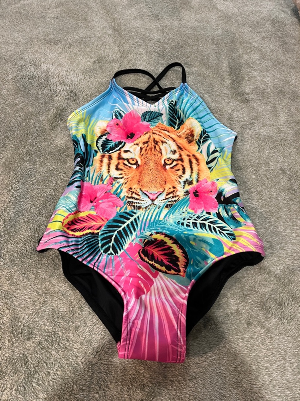 More Than Magic Tropical Tiger One-Piece Swimsuit - Blue, Pink, Yellow